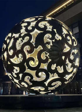 不锈钢雕塑镂空球地球仪大型金属圆球售楼处户外发光装饰景观摆件