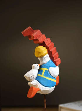 【今天也要加油搬砖鸭】手工木雕小摆件办公室桌面工位装饰品礼物