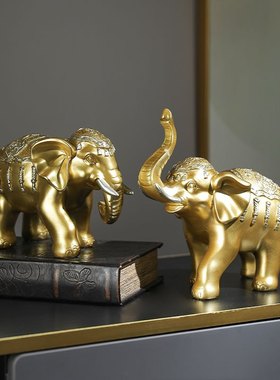 新中式大象摆件工艺品吉象如意客厅茶室办公室酒柜办公桌装饰品