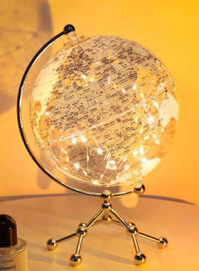 透明发光地球仪摆件桌面轻奢客厅电视柜家居装饰品书房办公室摆设