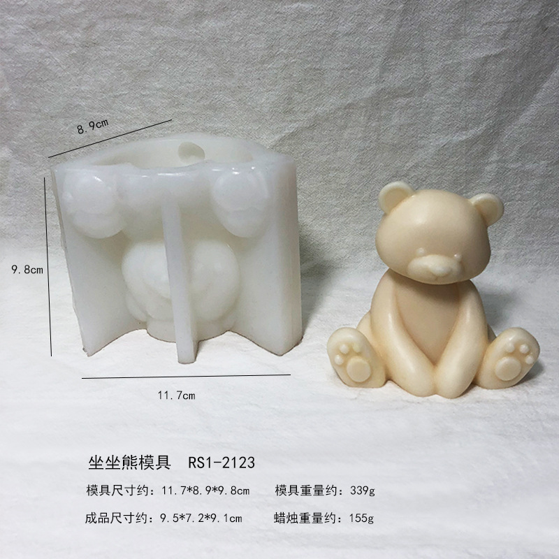 แม่พิมพ์เทียนซิลิโคนรูปหมีอ้วนน่ารัก สำหรับงาน DIY อโรมาเธอราพีสไตล์เกาหลี ทำจากปูนปลาสเตอร์ เรซิ่น ตกแต่งเค้ก แม่พิมพ์รูปหมีนั่ง