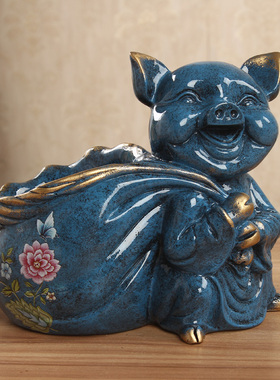 L放钥匙收纳盒门口鞋柜摆件北欧招财猪客厅创意家居装饰现代简i.