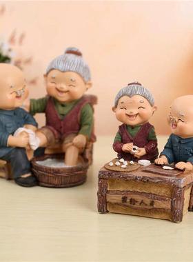 相守相伴老头老太温馨情侣老爷爷老奶奶婚房装饰摆件长辈结婚礼品