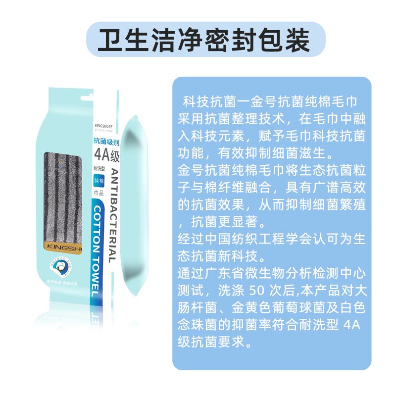 金号4A级抗菌防螨纯棉毛巾男洗脸巾男士专用深色全棉吸水不易掉毛 - 图1