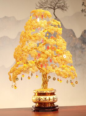 手工发财树电视酒柜玄关工艺品办公室摇钱树摆设创意开业前台礼物