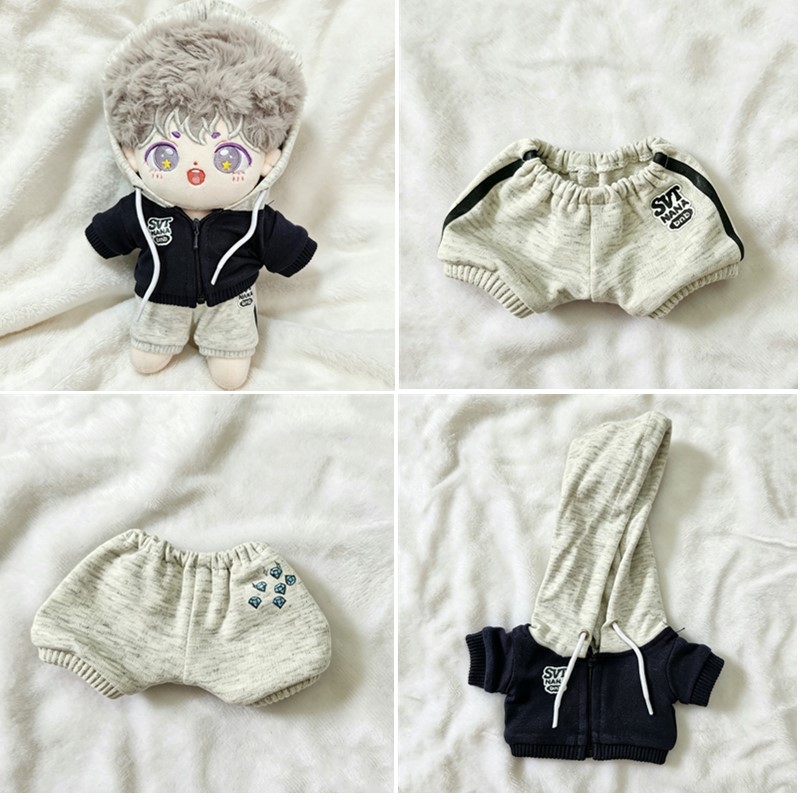 เสื้อผ้าตุ๊กตาผ้าฝ้าย 10/15/20 ซม. สไตล์เดียวกับ seventeen ชุดอยู่บ้าน เสื้อฮู้ดและกางเกงวอร์ม ชุดเปลี่ยนตุ๊กตา