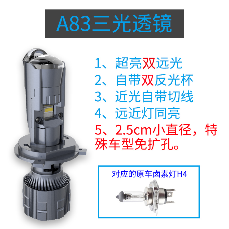 铃木UY125UU小海豚UE海王星极客飒改装带透镜踏板摩托车led大灯泡-图0