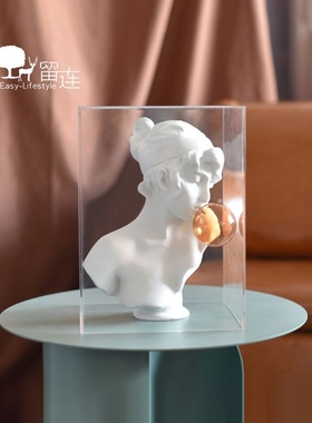 留连亚克力罩吹泡泡女孩雕塑摆件树脂人物雕像创意玄关艺术工艺品