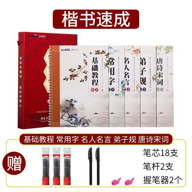 Fountain pen hard pen set practice calligraphy book adult running script student book groove quick 5-character sticker introduction