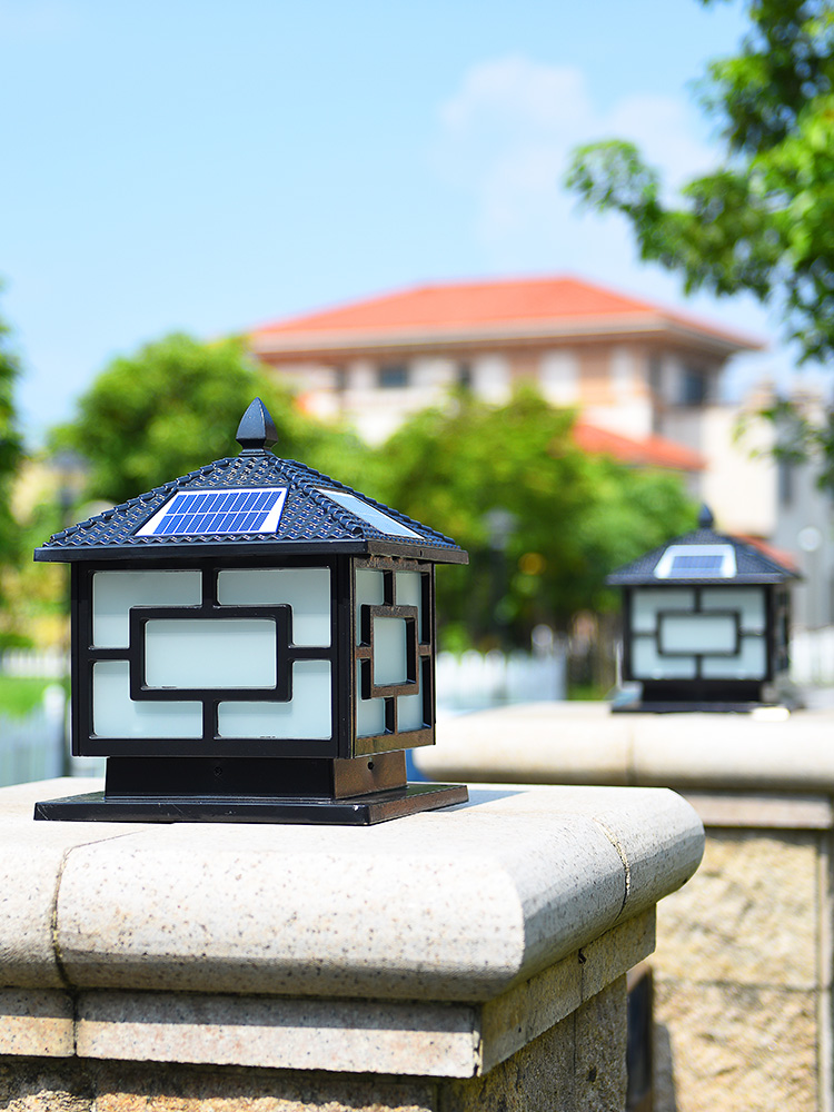 围墙柱头灯太阳能户外庭院灯防水室外门柱灯花园别墅大门家用超亮