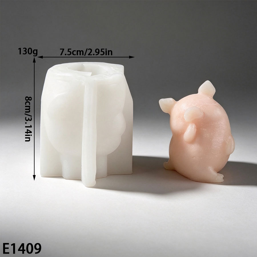 แม่พิมพ์ซิลิโคนรูปหมูน้อยขี้อาย สำหรับงาน DIY ของตกแต่งรูปหมูน้อย 3D แม่พิมพ์เทียนหอมทำมือ