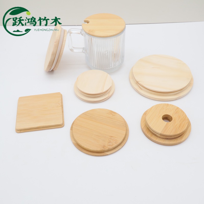 批发实木硅胶圈密封盖 竹木玻璃杯盖 木质香薰盖榉木底座logo - 图1