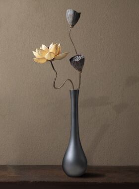 景德镇新中式插花摆件桌面装饰禅意客厅复古工艺品陶瓷花瓶玉净瓶