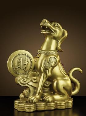铜狗摆件纯黄铜西北缺角生肖狗补角生肖狗家居客厅饰金属狗工艺品