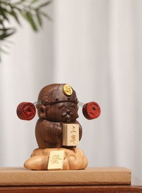 实木摆创意家居桌面装饰生日礼物可爱书桌玩偶车载摆件