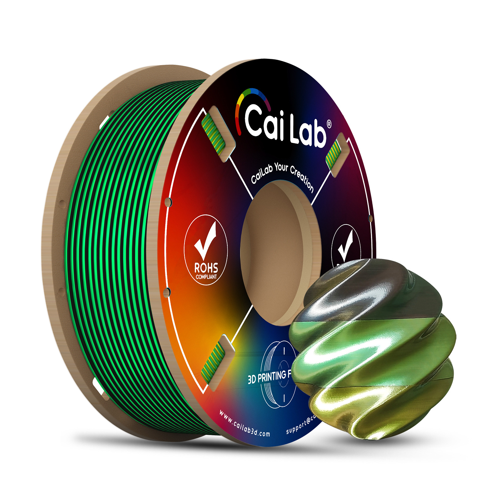 ฟิลเม้นต์พิมพ์ 3D Caiduowu ผ้าไหม Pla ไล่ระดับสีสองสี สามสี สี่สี ขนาด 1.75 มม. วัสดุใช้งานได้ครอบจักรวาลสำหรับเครื่องพิมพ์ Fdm