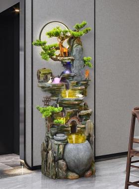 客厅风水轮假山流水喷泉办公室招财高山流水摆件循环水系景观落地