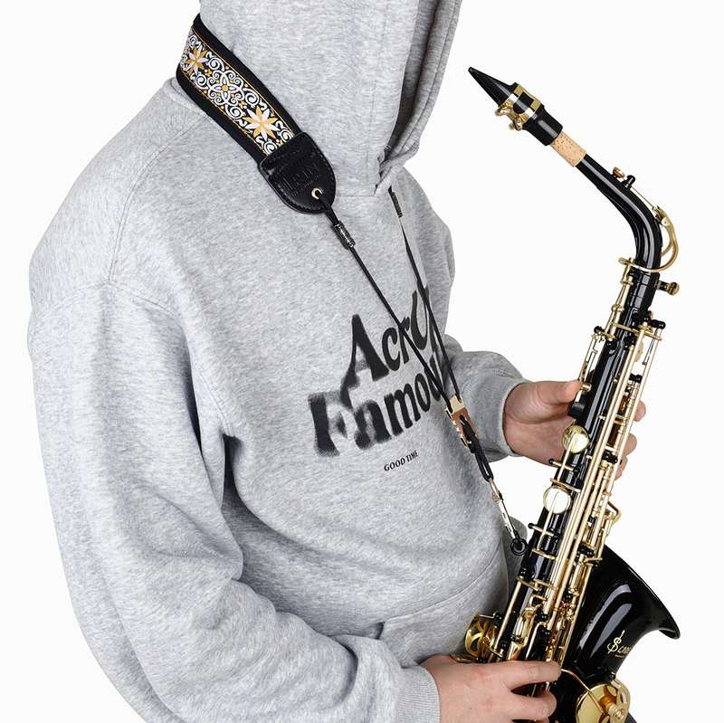 萨克斯背带高中次中音萨克斯肩带加调节带挂带刺绣吊带脖棉背带可 - 图0