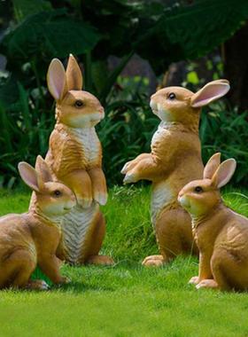 庭院仿真兔子雕塑摆件户外花园林草坪景观玻璃钢树脂动物模型装饰