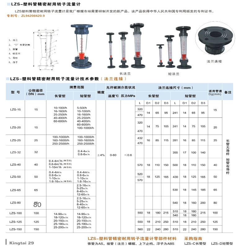 UPVC塑料法兰流量计转子式DN200/250/300浮子液体水流量计管道式-图1