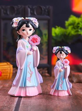 国潮风梦里花美女精美未眠古风电视柜装饰品复古厂家直销批发摆件