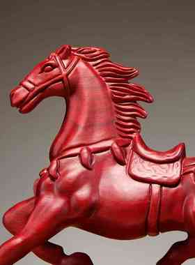 红花梨木雕马摆件实木马雕刻工艺品红木马摆件木马摆件开业送礼品