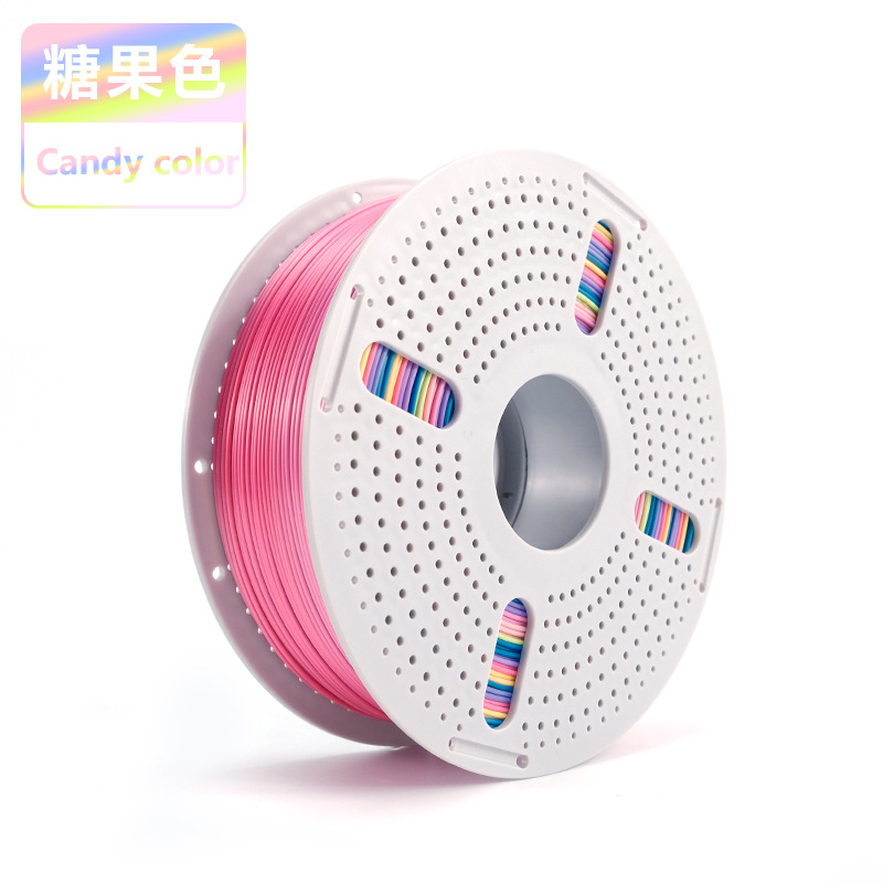 วัสดุสิ้นเปลืองสำหรับเครื่องพิมพ์ 3D PLA แบบไหมสีรุ้งไล่ระดับ แบบด้าน ผสมเส้นใย PLA+ ขนาด 1.75 มม. บรรจุเรียบร้อย 1 กก. จากผู้ผลิต