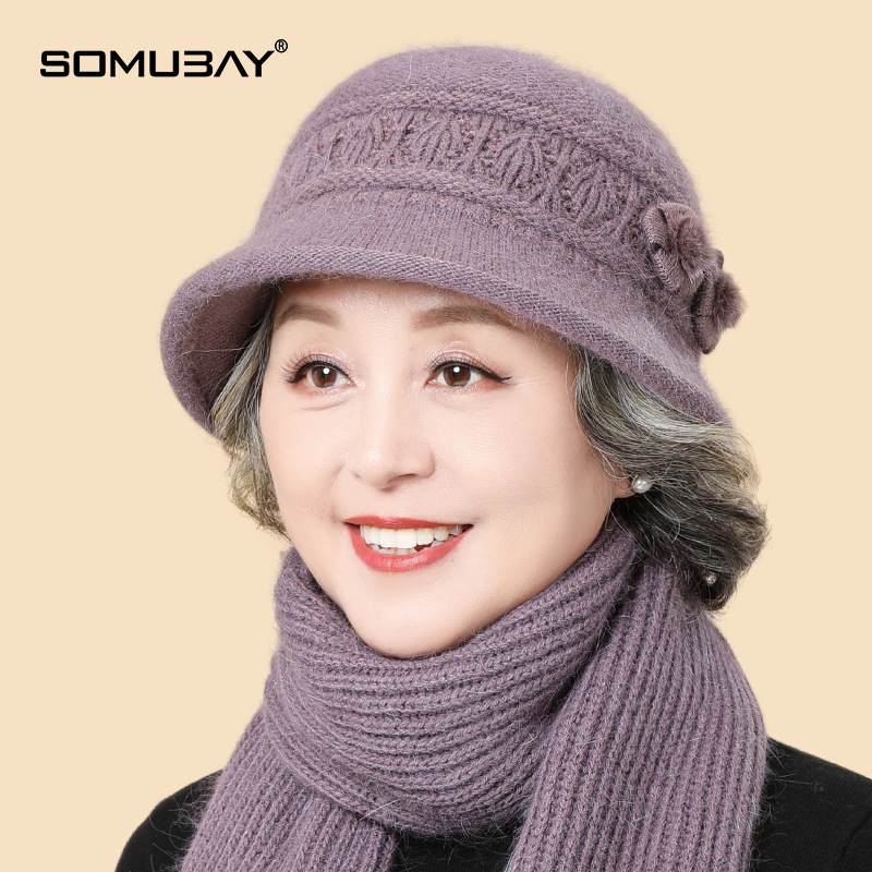 中老年加厚保暖帽子女秋冬兔毛针织盆帽冬季老人妈妈帽老太太帽子,淘宝优惠券,粉丝福利购,淘宝优惠卷
