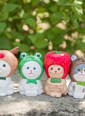 木制工艺品创意桌面摆件猫座猫办公室小摆件