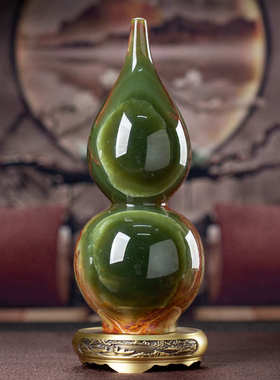 藏钰福天然玉石葫芦摆件福禄平安家居装饰品新居乔迁客厅开业礼品