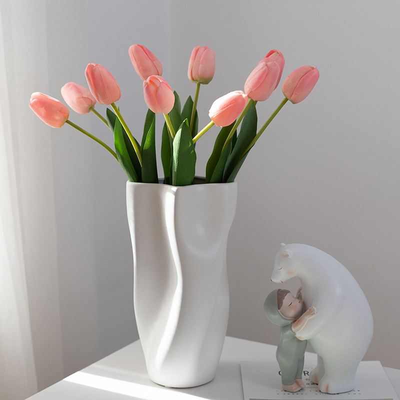 郁金香仿真花假花摆设高端客厅餐桌装饰花艺绢花摆件插花手捧花束