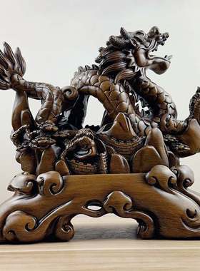 树脂摆件 祥龙招财生肖龙摆件 创意中式招财客厅装饰开业礼物批发