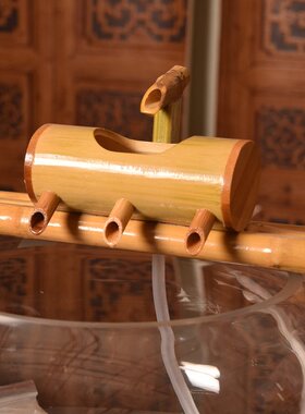 鱼缸过滤器竹子循环流水制氧客厅养鱼水池造景纯手工陶瓷生财摆件