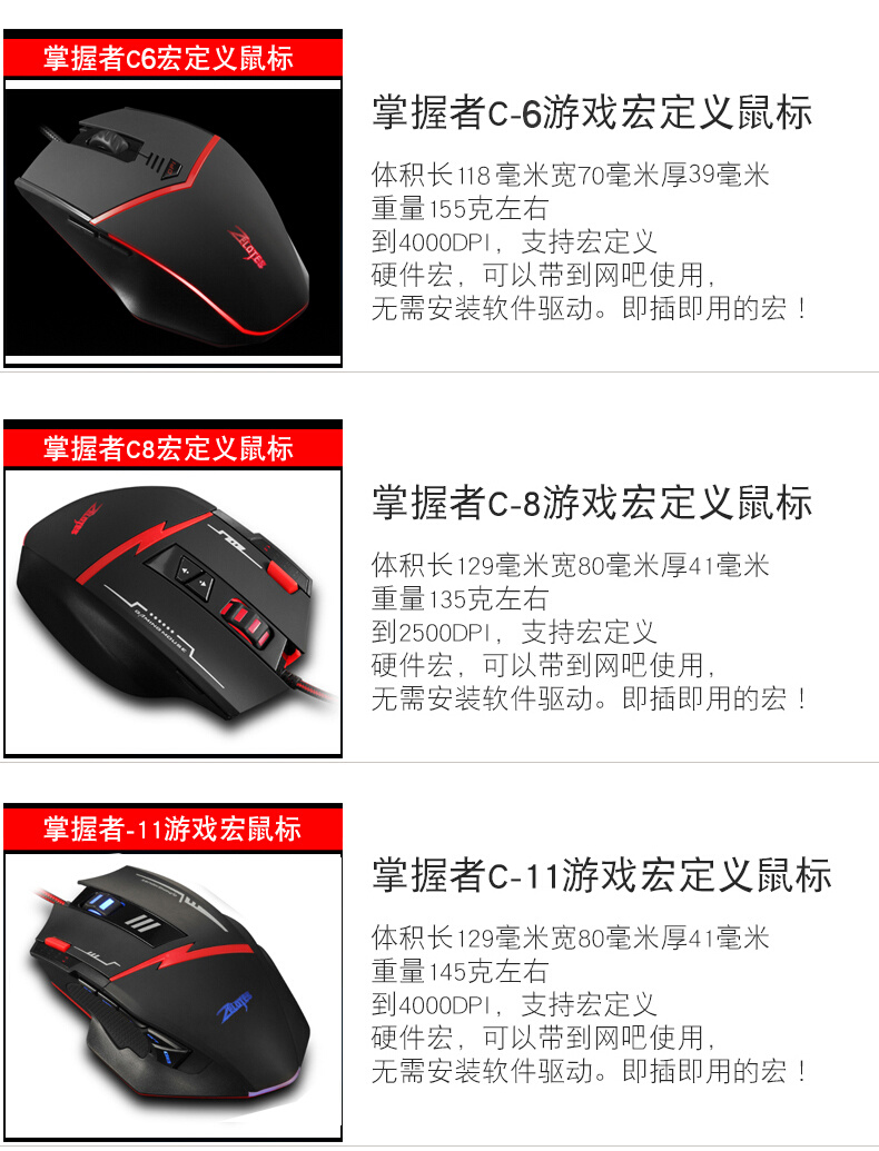 掌握者8键有线鼠标绝地求生压枪游戏可编程自定义多按键电竞鼠标