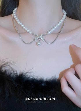夸张项链大颗珍珠款女颈链高级感轻奢小众锁骨链2024新款爆款配饰