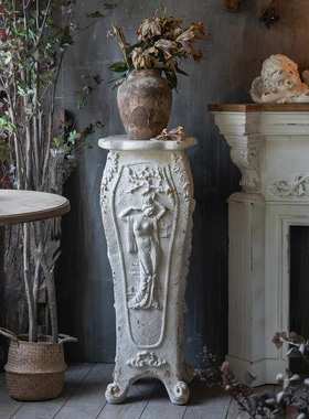 家具落地装饰摆件欧式美式婚礼拍摄道具外贸创意复古法式壁炉雕刻