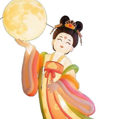 充气月球气模定制兔子发光美中秋节膜闭气陈气充气模型嫦娥月亮 - 图3