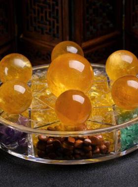 黄水晶球 黄色七星阵客厅摆件 办公桌摆饰品