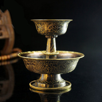Tibetan-style protective cup Nepal imports red copper concealed for domestic use for cup handmade gold eight auspicious sculptures flowers high 8cm