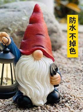 阳台布置摆设户外庭院露台装饰园艺太阳能精灵造景花园摆件树脂