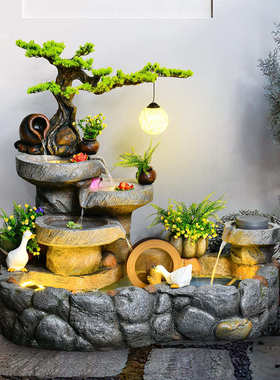 假山喷泉流水摆件循环水池阳台室内水景造景户外布置别墅庭院鱼池