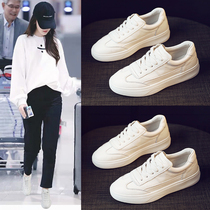 Upscale genuine leather small white shoes woman 2023 spring net red explosive head layer Bull Leather Flat Bottom Plate Shoes Chains Chauletide Leisure Order