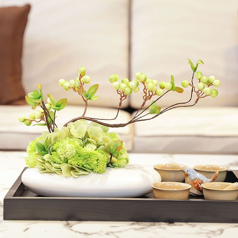 新中式仿真花艺绣球浆果摆件样板房茶室茶几餐桌面售楼处软装饰品 - 图1