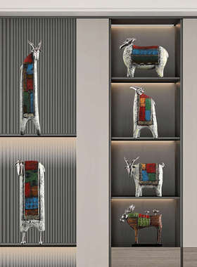 北欧风创意绵羊摆件家居现代简约抽象酒柜婚房摆饰新房客厅装饰品