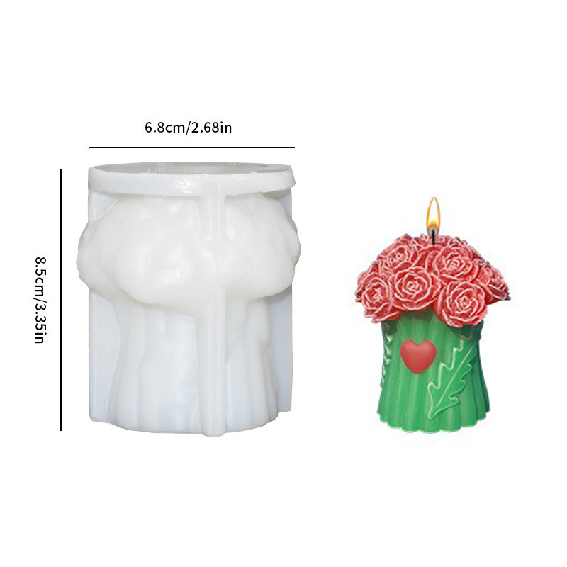 แม่พิมพ์ซิลิโคนเทียนหอมตะกร้ากุหลาบวันวาเลนไทน์บน Amazon แบบ DIY ลายช่อดอกไม้สเตอริโอ สำหรับตกแต่งงานแต่งงาน