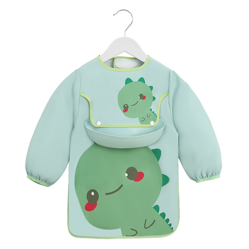 Children's smock baby eating bib autumn and winter long-sleeved waterproof anti-dirty baby eating bib kindergarten reverse dressing child