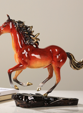 黄铜马摆件马到成功客厅酒柜电视柜装饰品办公室桌面摆设乔迁送礼