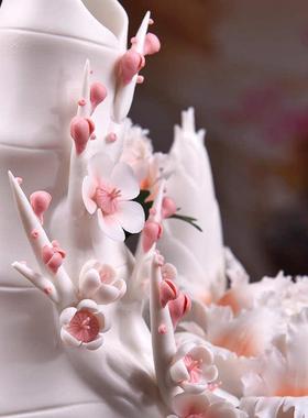 东方泥土 陶瓷瓷花雕塑艺术品 中式客厅装饰乔迁礼品摆件/节节高