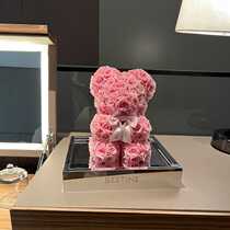 Evergreen flower butterfly knots white bear decorative pendulum doll Rose Bear with flowers Valentines Day Birthday Gift woman