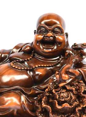坐拥百财木根树雕摆件 红木雕刻 实木手工雕刻摆件 客厅家居饰品